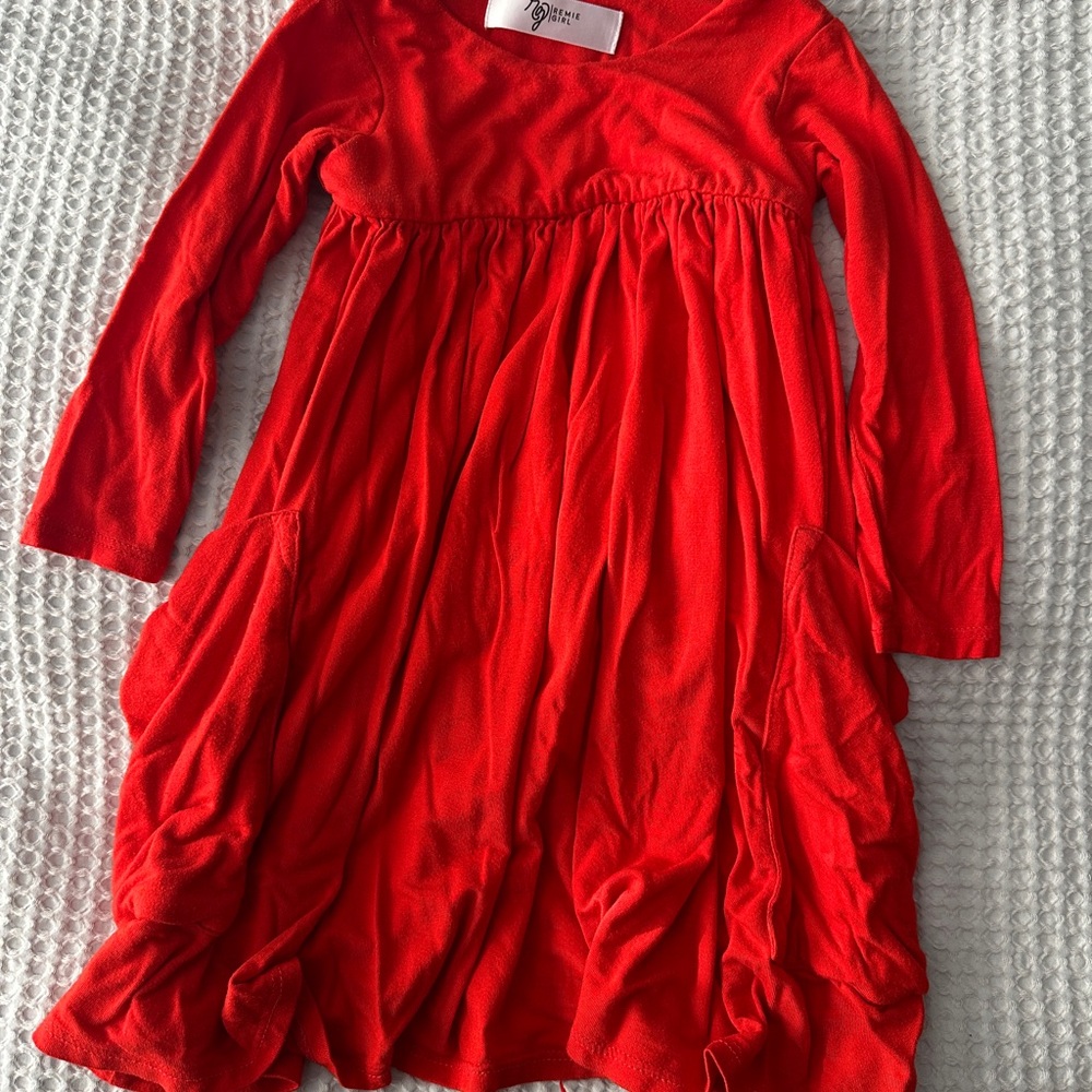 Charming Red Long Sleeve Kids Dress